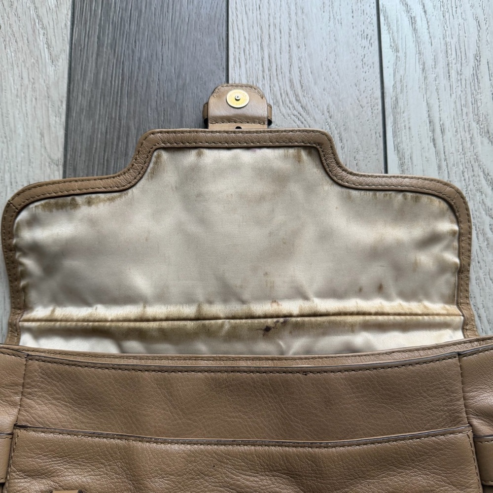 Coach Campbell Eva flap satchel in camel leather - Picture 11 of 11